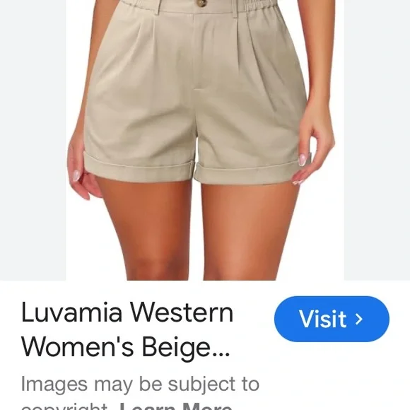 Beige Women's High-Waist Casual Shorts - Picture 1 of 6